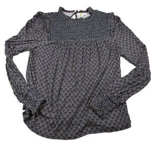 Boden Smocked Heart Print Blouse US 10 UK 14